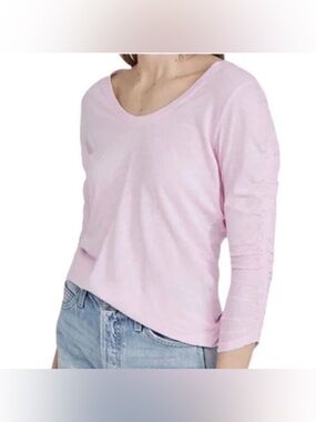NWT SUNDRY RUCHED SLEEVE PINK T SHIRT